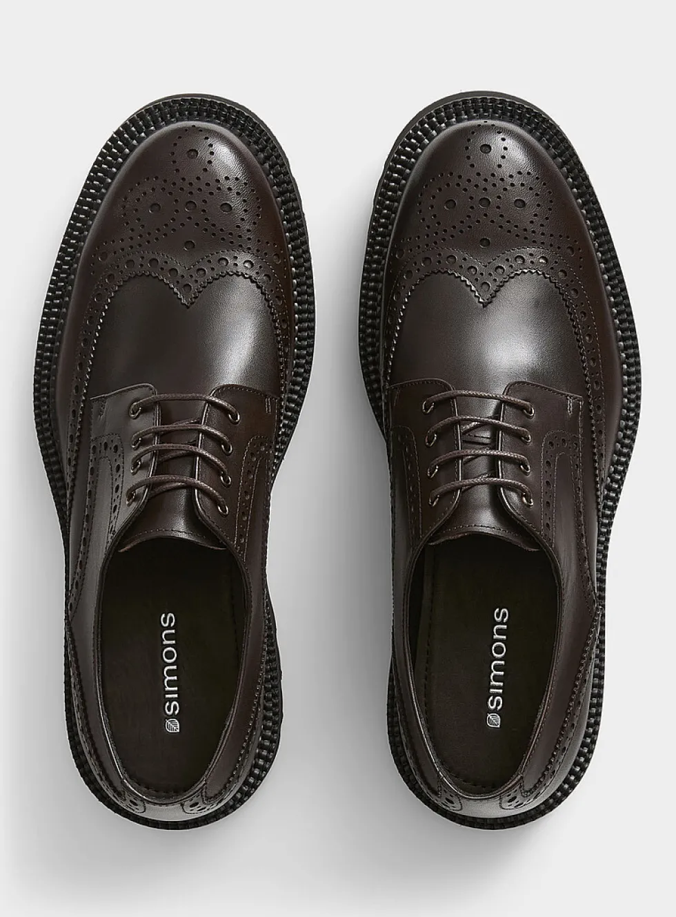 Chunky notched sole leather brogue shoes