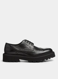 Chunky notched sole leather brogue shoes