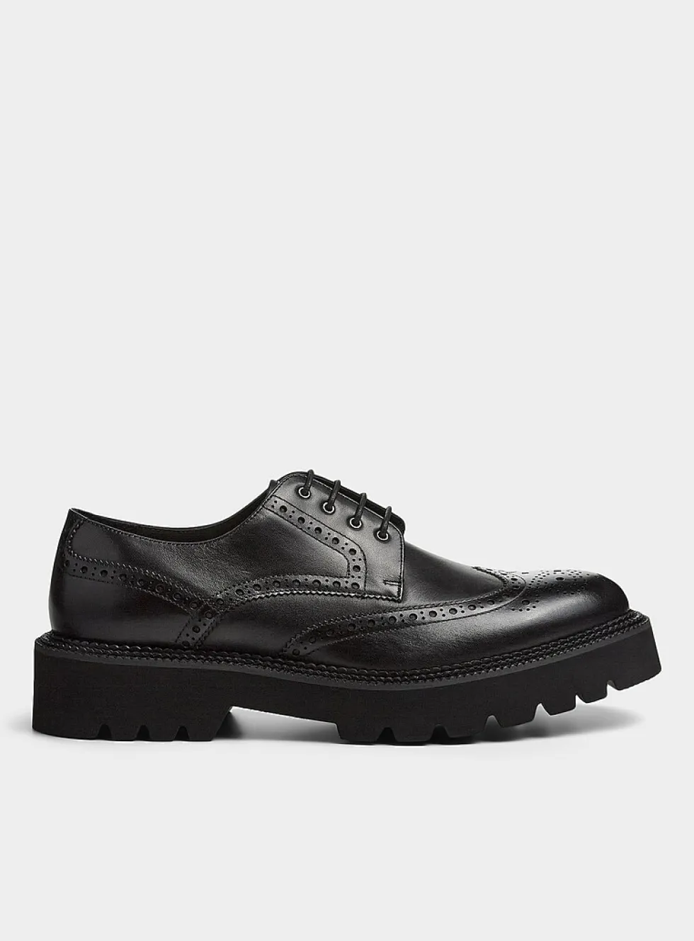 Chunky notched sole leather brogue shoes