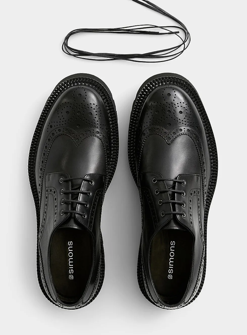 Chunky notched sole leather brogue shoes