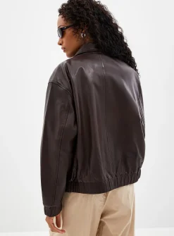 Ciara shirt collar leather jacket