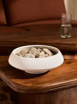 Circular decorative textured ceramic large bowl