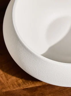 Circular decorative textured ceramic large bowl