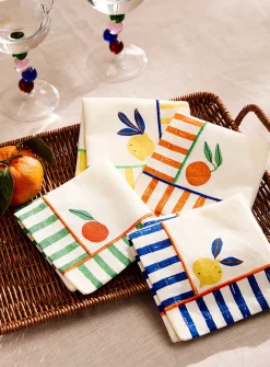 Citrus and stripes cocktail napkins