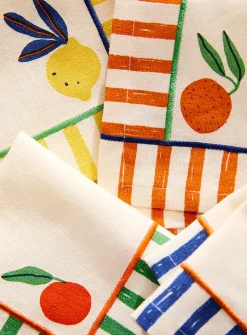Citrus and stripes cocktail napkins
