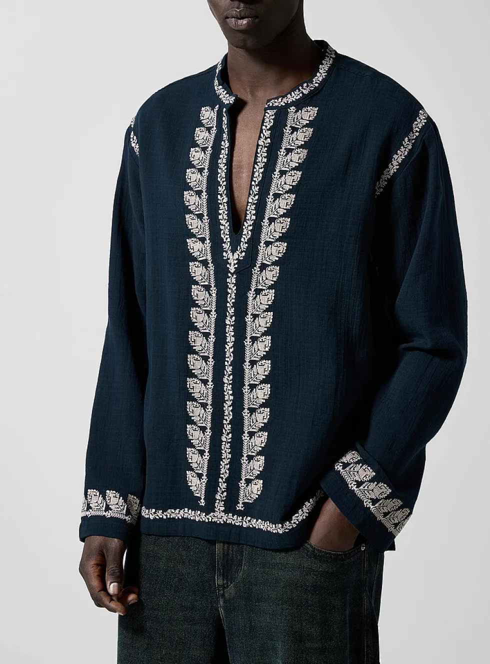 Cizalie embroidered cotton gauze blouse