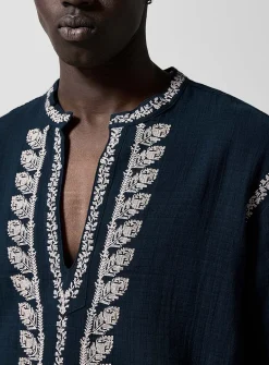 Cizalie embroidered cotton gauze blouse