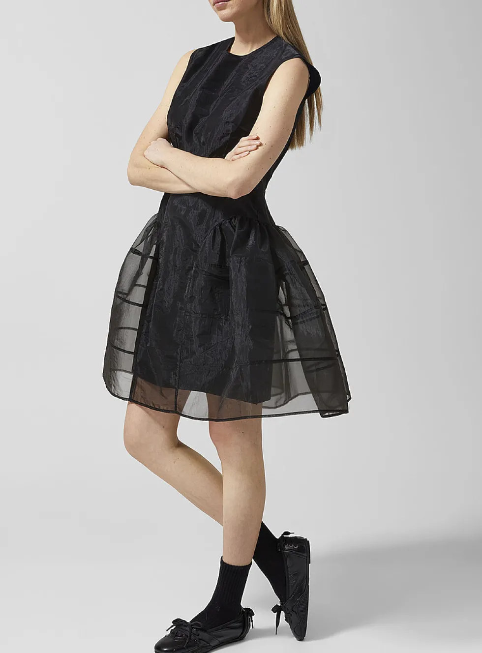 Claudie black organza minidress