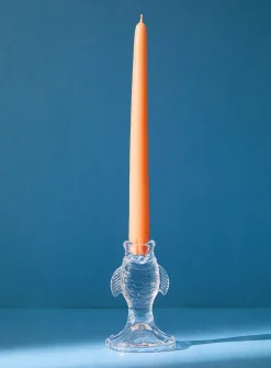 Clear glass fish candleholder