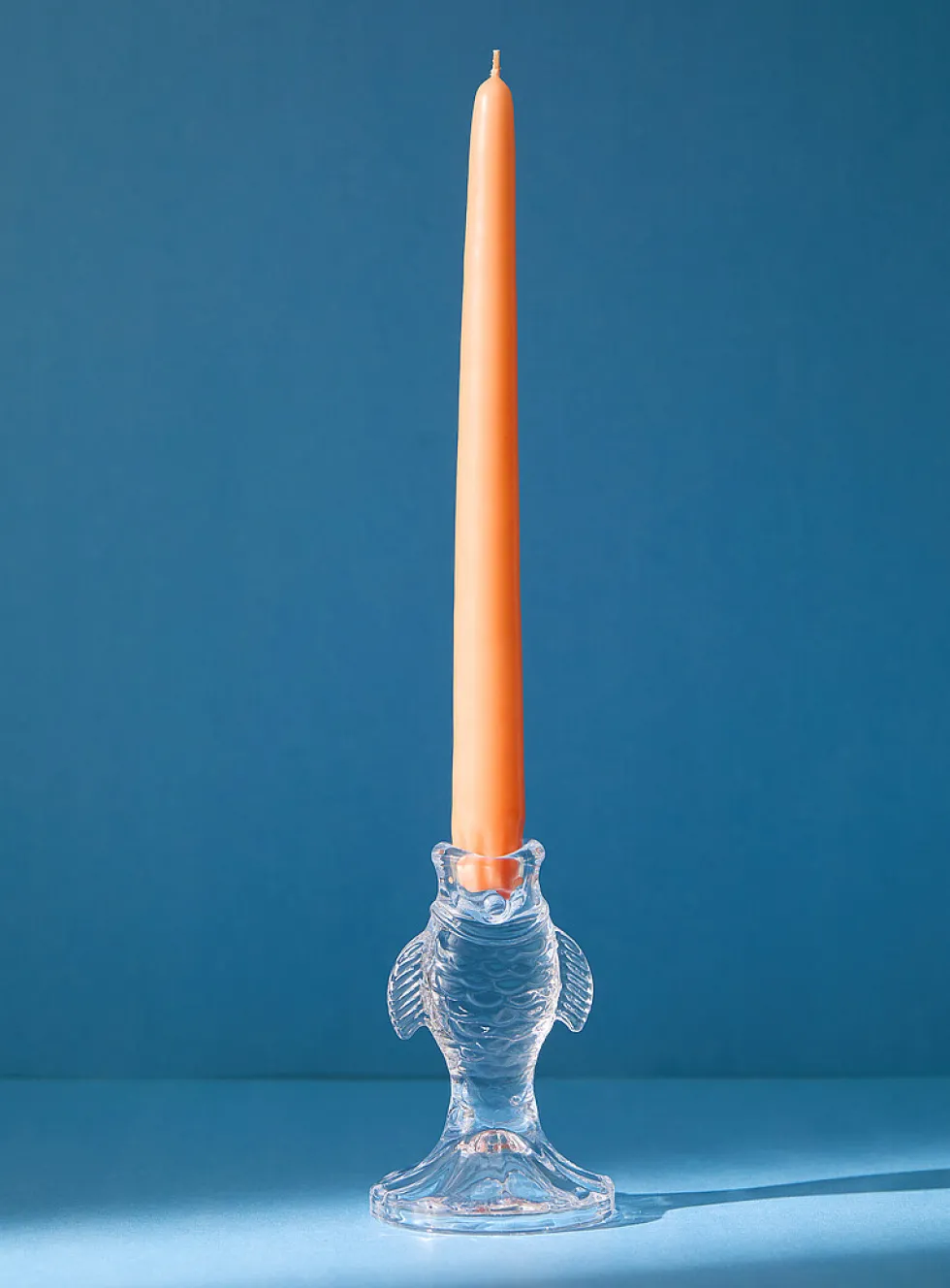 Clear glass fish candleholder