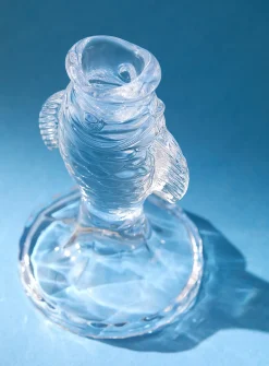 Clear glass fish candleholder
