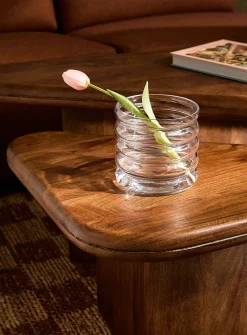 Clear glass wavy vase