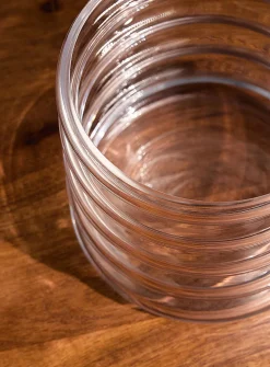 Clear glass wavy vase