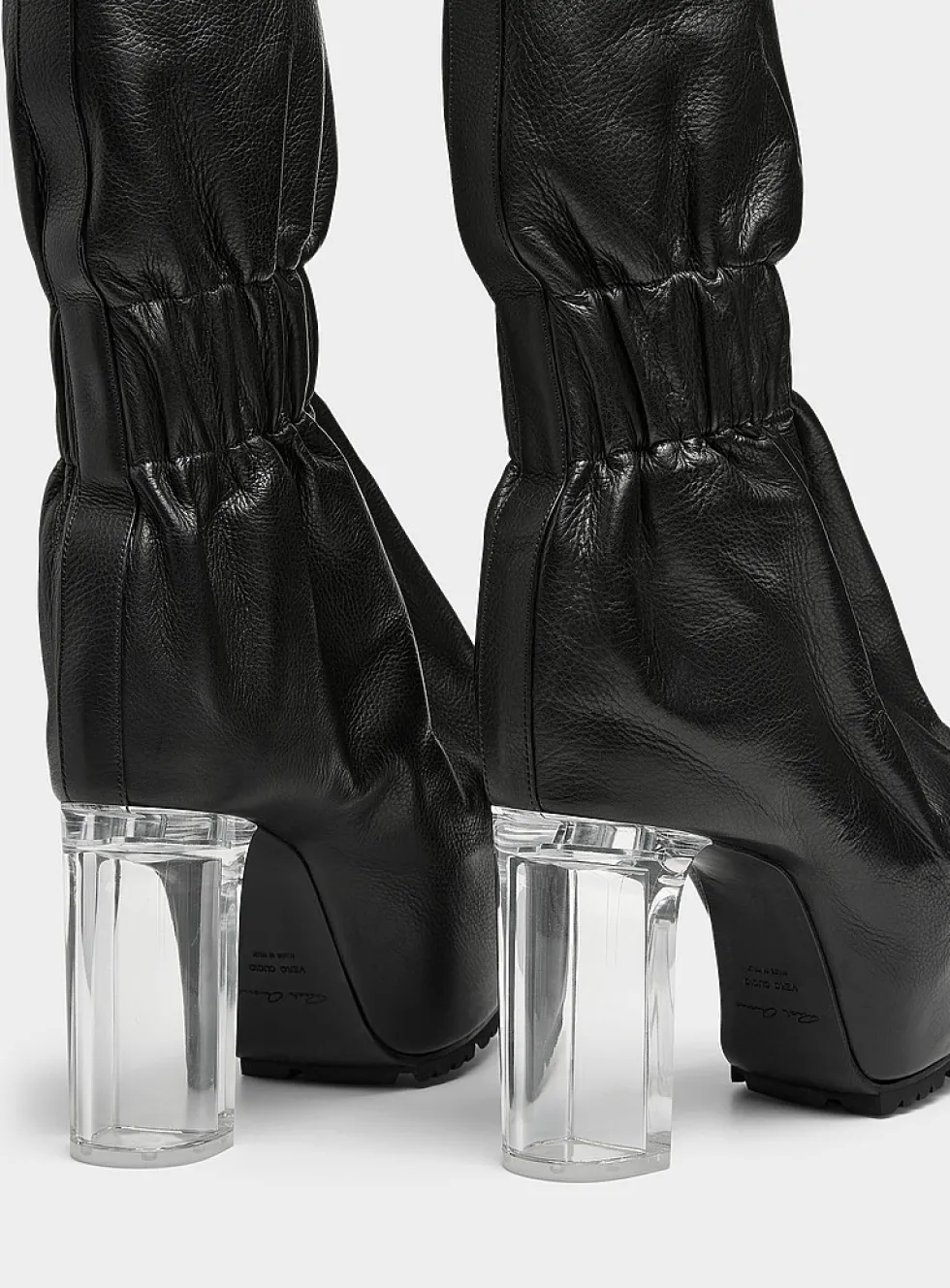 Clear heel gathered ankle boot