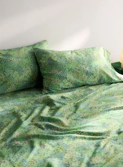 Clementine green flower sheet set