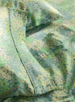 Clementine green flower sheet set