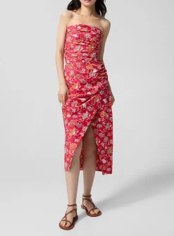 Cléopâtre draped strapless midi dress