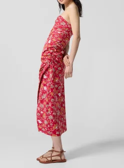 Cléopâtre draped strapless midi dress