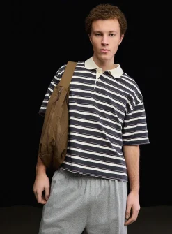 Club-stripe boxy polo