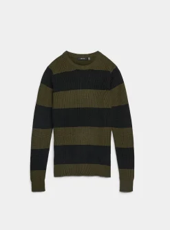 Club-stripe rib-knit sweater