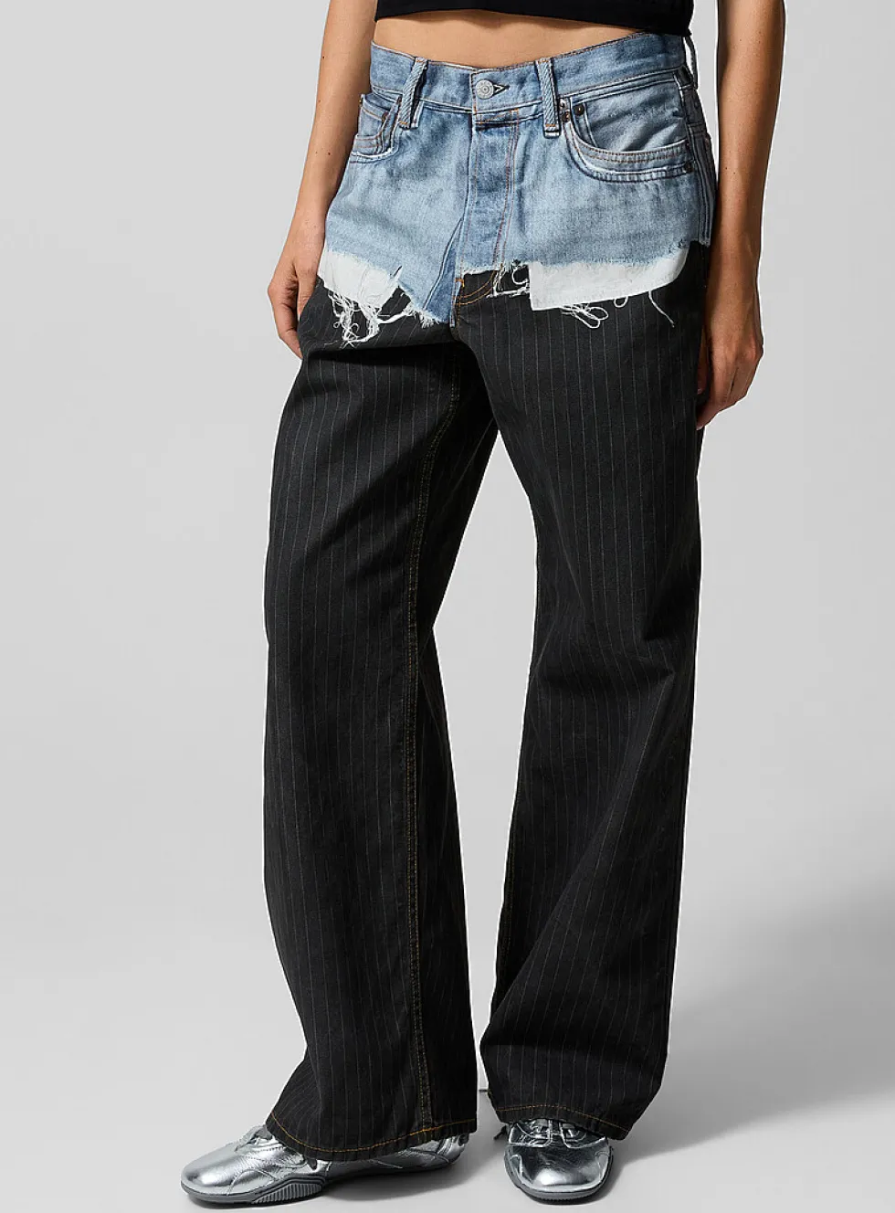 Coated effect trompe-l'oeil pant