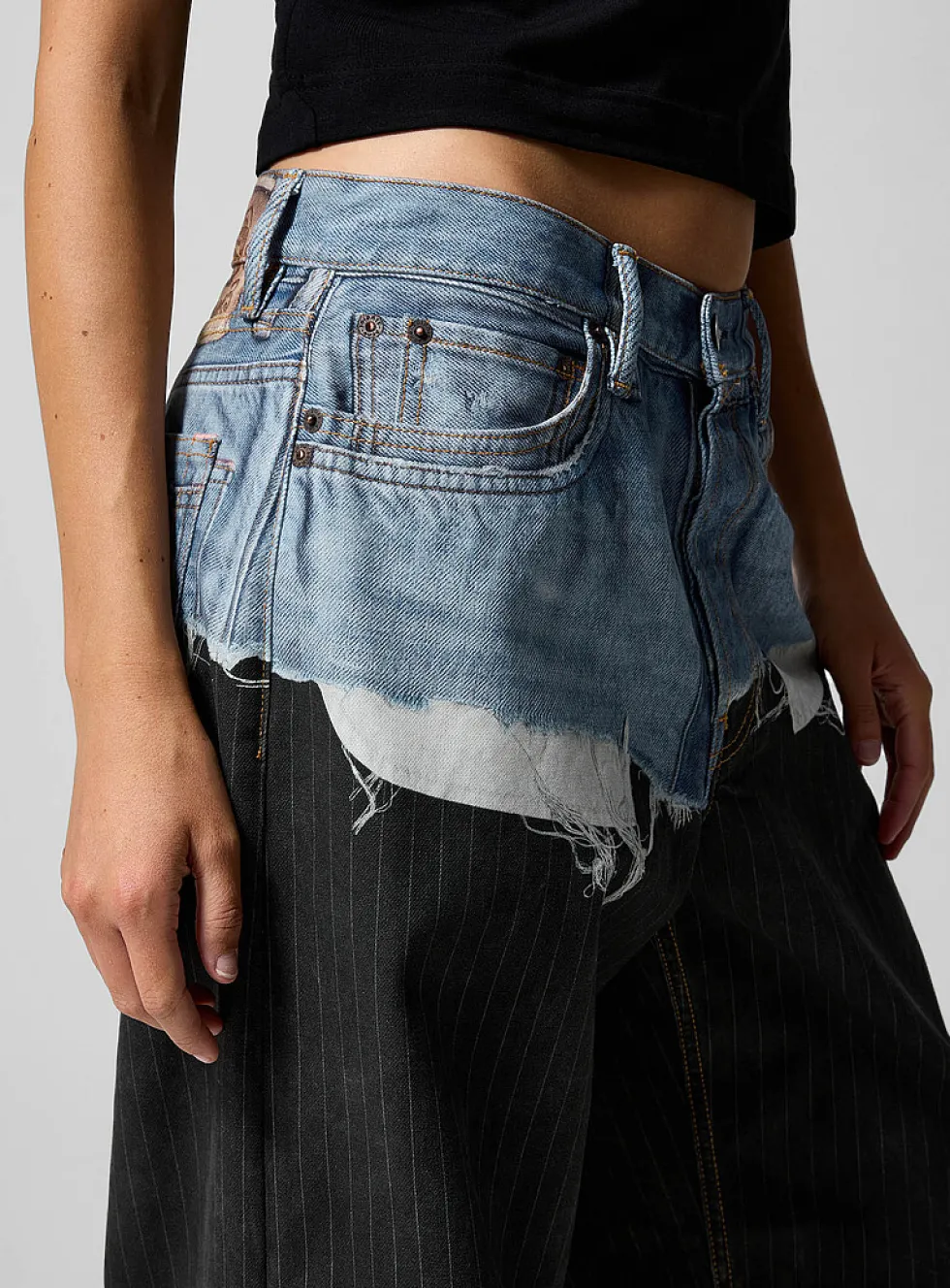 Coated effect trompe-l'oeil pant