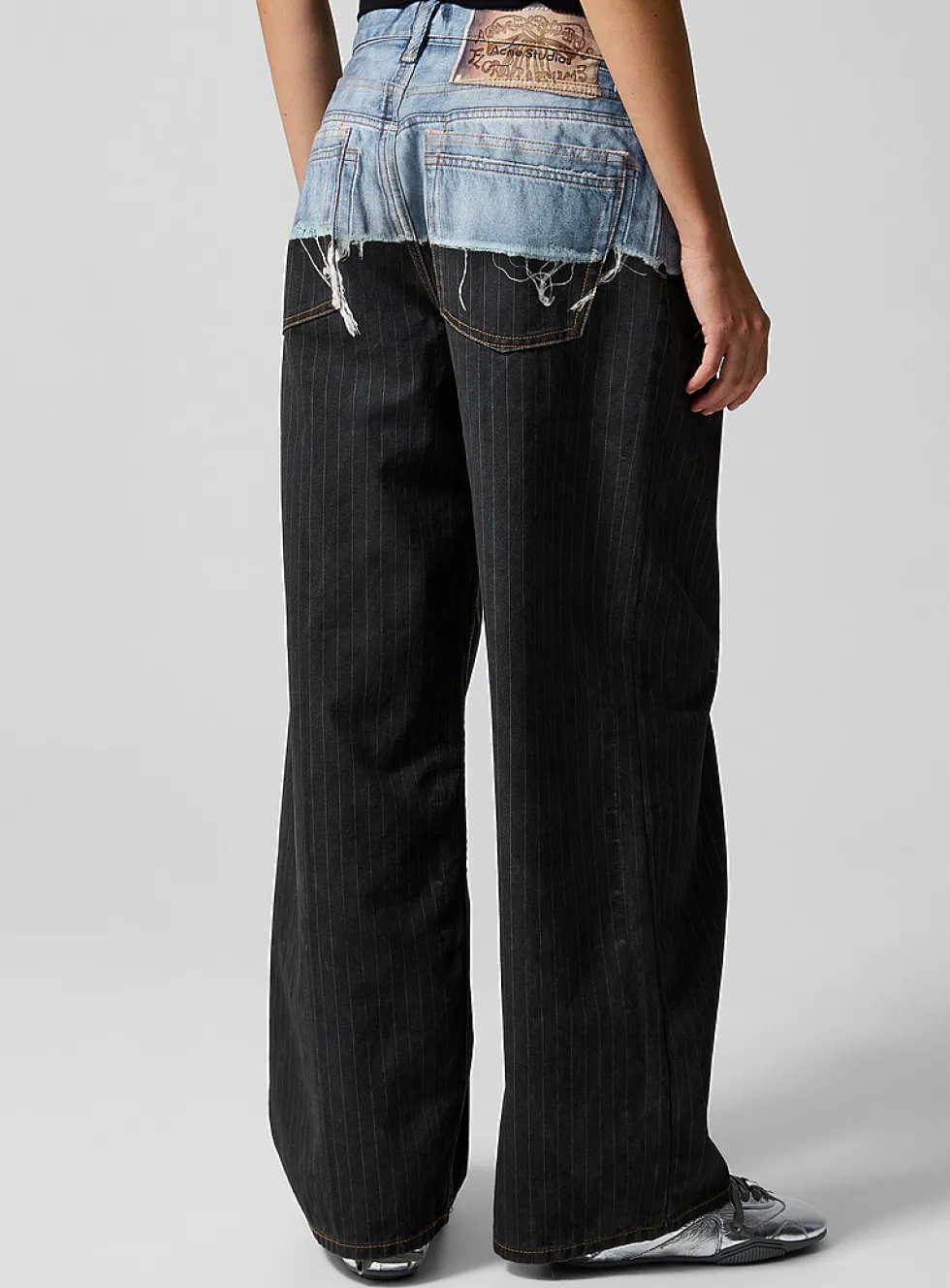 Coated effect trompe-l'oeil pant