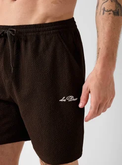 Cocoa seersucker swim trunk
