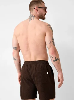 Cocoa seersucker swim trunk