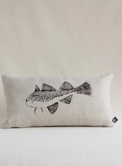Cod fishing linen cushion
