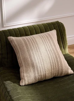 Coffee cream textured striped removable cover cushion