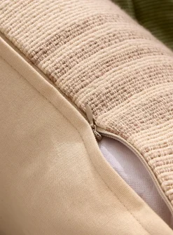 Coffee cream textured striped removable cover cushion