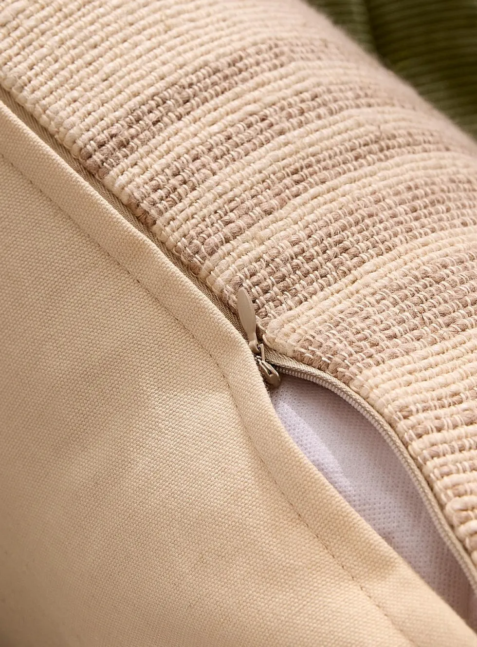 Coffee cream textured striped removable cover cushion