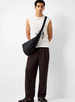 Coffee pleated fluid pant