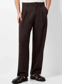 Coffee pleated fluid pant
