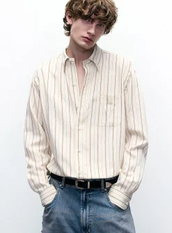 Coffee vertical stripe shirt