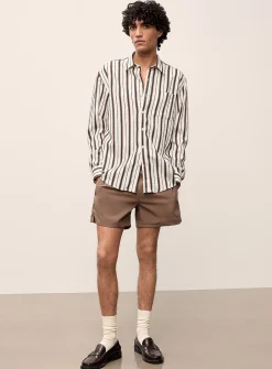Coffee-coloured striped shirt