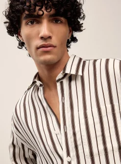 Coffee-coloured striped shirt