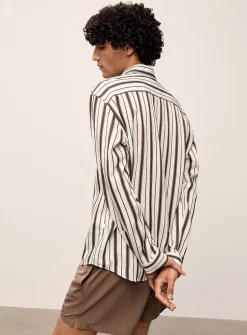 Coffee-coloured striped shirt