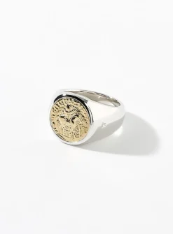 Coin dual-material signet ring