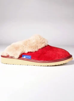 Collared sheepskin mule slippers with sole