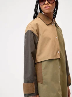 Colour blocks organic cotton trench coat