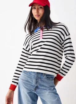 Colour-accent striped polo