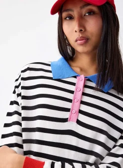 Colour-accent striped polo