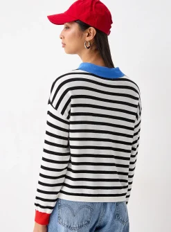 Colour-accent striped polo