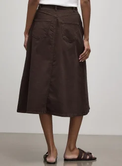 Coloured denim A-line skirt