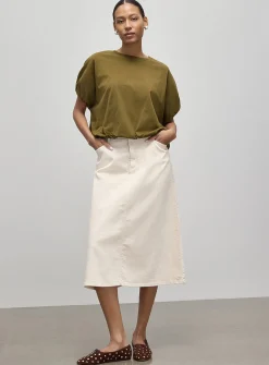 Coloured denim A-line skirt