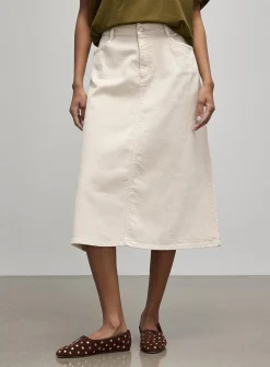 Coloured denim A-line skirt