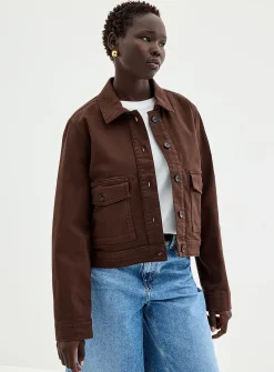 Coloured denim cropped blazer