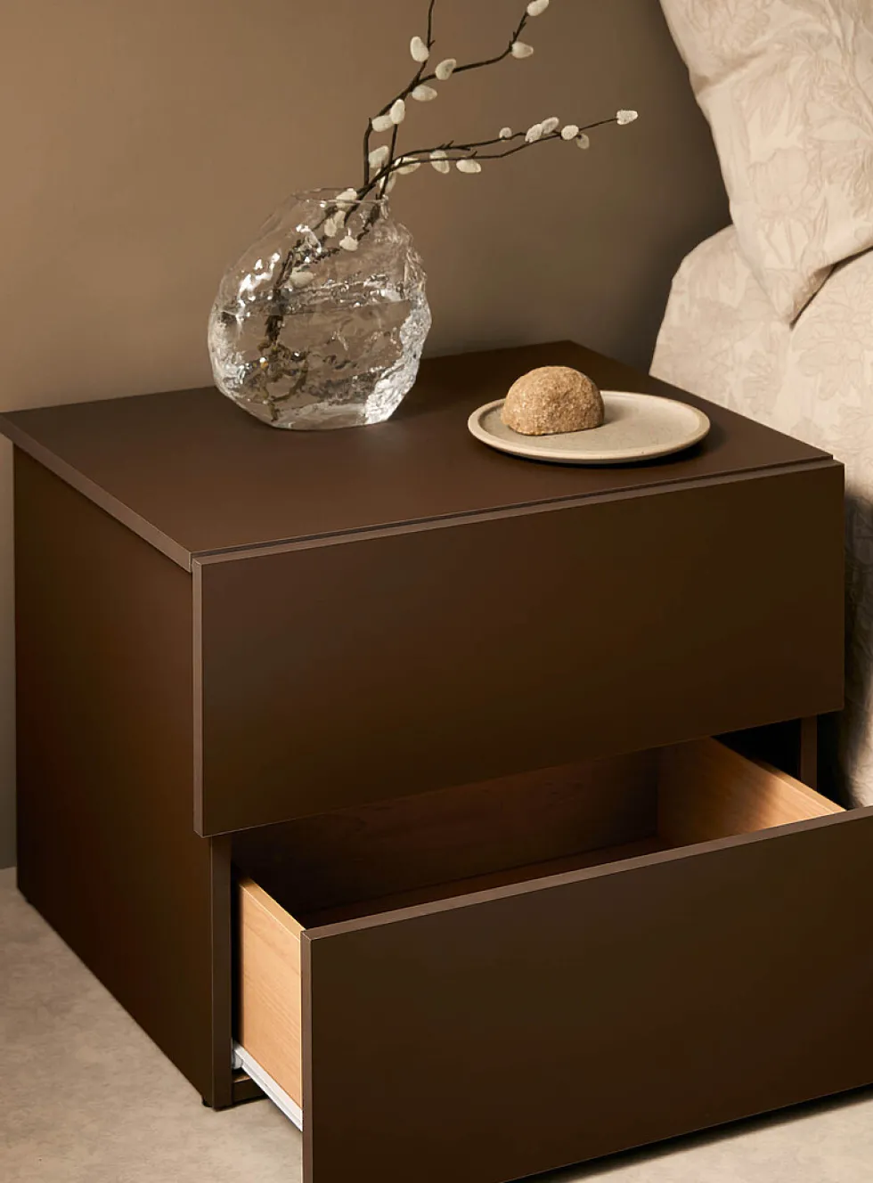 Coloured sleek bedside table